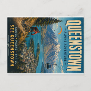 Cartão Postal De Festividades Impressão de Arte Digital Queenstown Alpine Advent