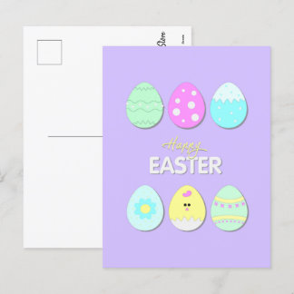 Cartão Postal De Festividades impressão de felz pascoa com ovos de Páscoa bonito