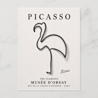 Cartão Postal De Festividades Impressão de Flamingo de Picasso | Arte Minimalist