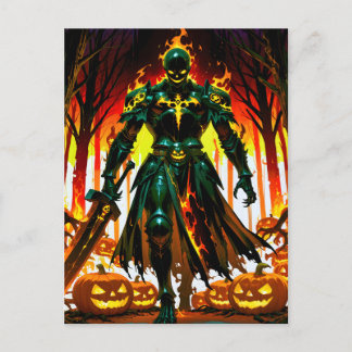 Cartão Postal De Festividades Incrível Absorvente Pumpkin Knight Halloween