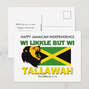 Cartão Postal De Festividades Independência da Jamaica WI LIKKLE BUT WI TALLAWAH
