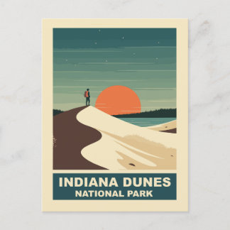 Cartão Postal De Festividades Indiana Dunes National Park Hiker Backpacker