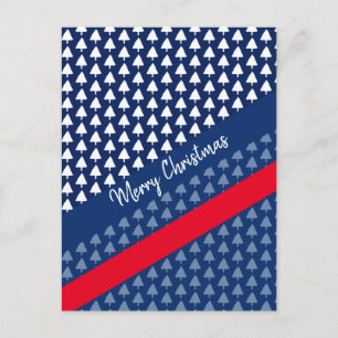 Cartão Postal De Festividades Indigo Winter Tree Watercolor