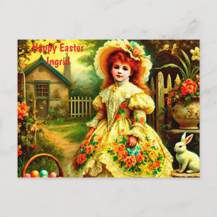 CARTÃO POSTAL DE FESTIVIDADES INGRID ~ SAUDAÇÃO FELIZ COELHO DE PÁSCOA ~