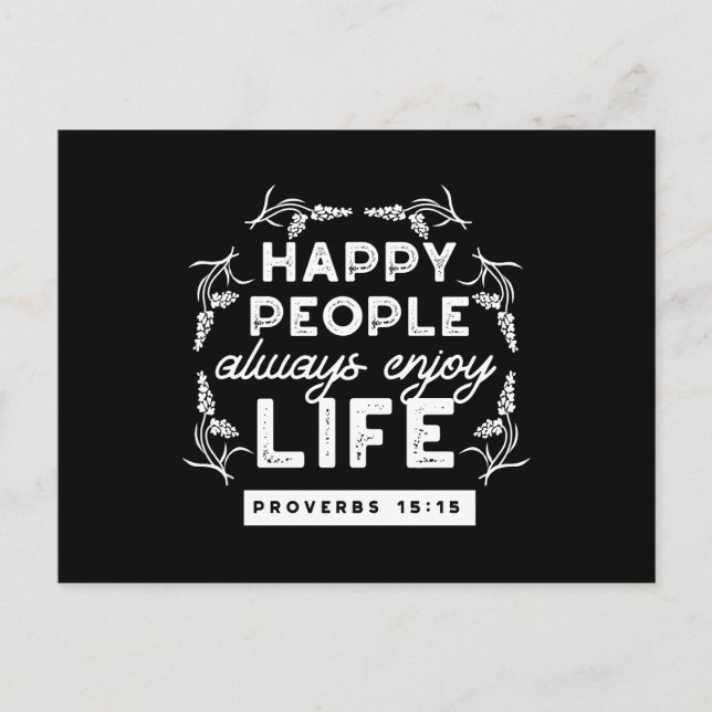 Cartão Postal De Festividades Inspirational Christian Quote from Proverbs 15:15 (Frente)