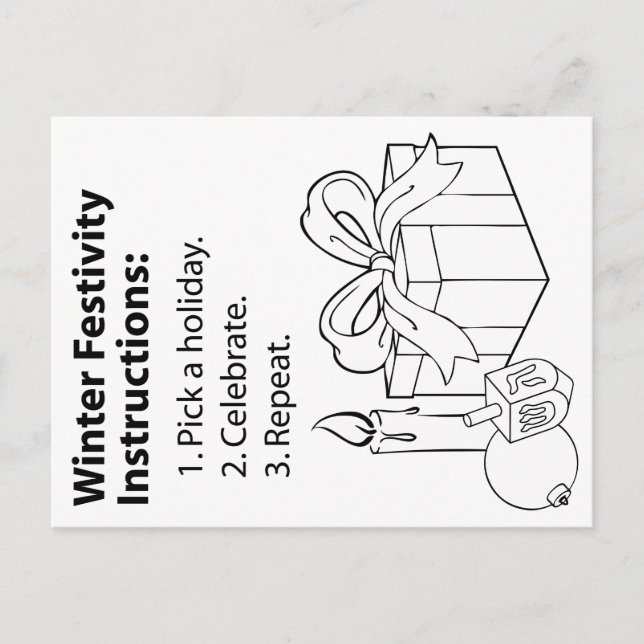Cartão Postal De Festividades Instruções de Férias (Frente)