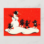 Cartão Postal De Festividades Interruptor vermelho do boneco de neve da luta do<br><div class="desc">Impressão do Natal de Krampus do vintage</div>