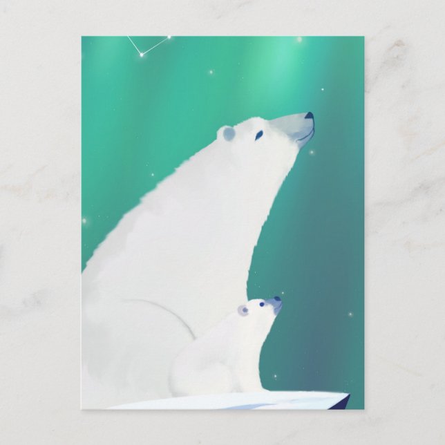 Cartão Postal De Festividades Inverno: Feliz Ilustração do Urso Polar (Frente)