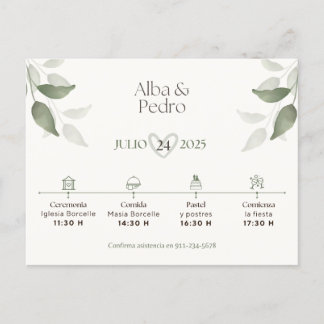 Cartão Postal De Festividades Invitación de Bodas