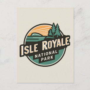 Cartão Postal De Festividades Isle Royale National Park Retro Viagem Emblem