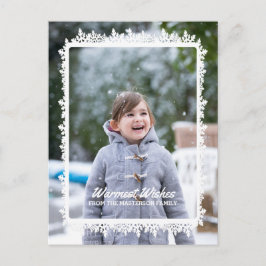 Cartão Postal De Festividades Ivory Snowflake Foto de Feriado de Frame