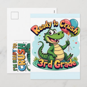 Cartão Postal De Festividades jacaré com as palavras pronto para atingir a escol