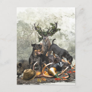 Cartão Postal De Festividades Jagdterrier, Caça alemã Terrier