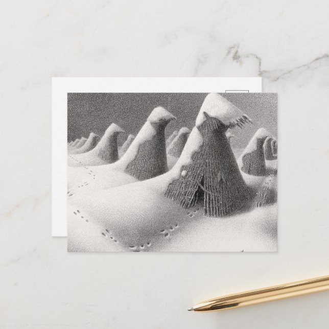 Cartão Postal De Festividades Janeiro, Iowa por Grant Wood (Frente/Verso In Situ)