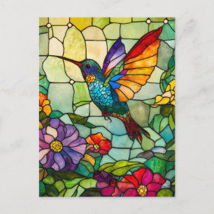 Cartão Postal De Festividades Janela Estilo Hummingbird Tiffany