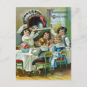Cartão Postal De Festividades Jantar de Ação de Graças das Crianças