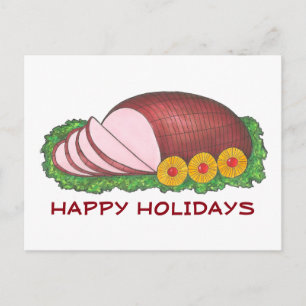 Cartão Postal De Festividades Jantar de Presunto Glacê Feliz Feriado Ilustração 