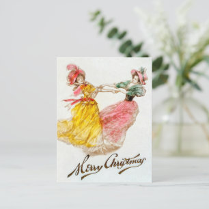 Cartão Postal De Festividades Janto de Natal com Mulheres Dançando