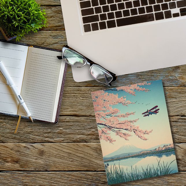 Cartão Postal De Festividades Japanese Cherry Blossom Biplane Airplane Aviation (Criador carregado)