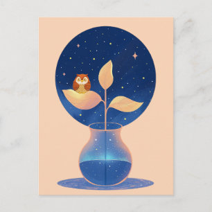 Cartão Postal De Festividades Jardim Bloom Mystic Night Owl