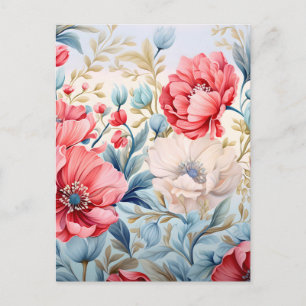 Cartão Postal De Festividades Jardim Botânico de Flores Românticas Elegantes