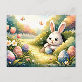 Cartão Postal De Festividades Jardim Caprichoso do Coelho de Páscoa