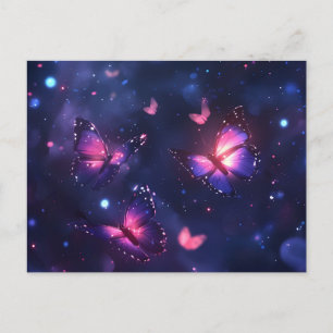 Cartão Postal De Festividades Jardim de Borboletas Noturnas Celestiais