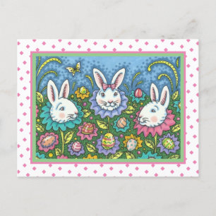 CARTÃO POSTAL DE FESTIVIDADES JARDIM DE OVOS ORIENTADORES, FLORES DE COELHO