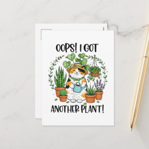 Cartão Postal De Festividades Jardinagem Plantio Gato Oops Peguei Outra Planta