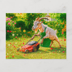Cartão Postal De Festividades Jardineiro da Cabra Destrui Jardim Flor