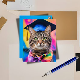 Cartão Postal De Festividades Jazzy Kitty chapéu de graduação