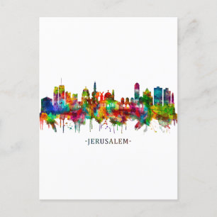Cartão Postal De Festividades Jerusalém Israel Skyline