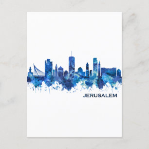 Cartão Postal De Festividades Jerusalém Israel Skyline Blue