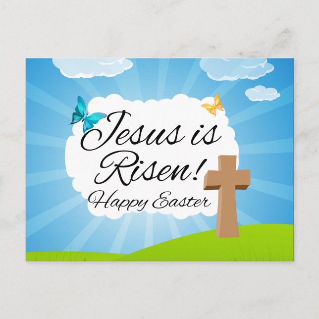Cartão Postal De Festividades Jesus é Risen, Páscoa cristã (Frente)
