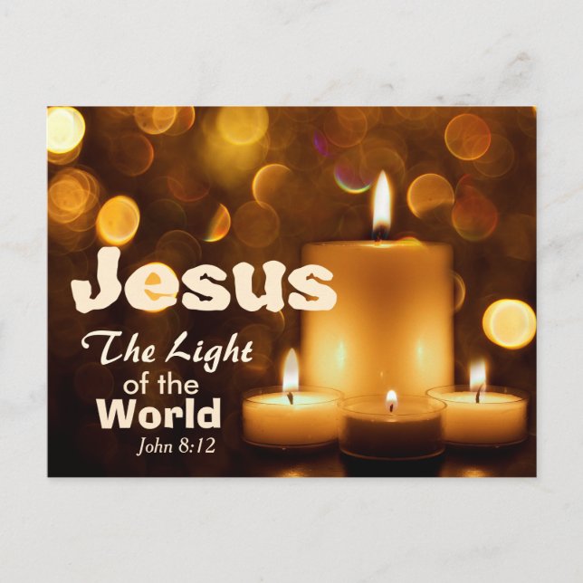 Cartão Postal De Festividades Jesus Luz do Cartaz da Bíblia Mundial Verso (Frente)