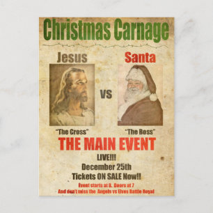 Cartão Postal De Festividades Jesus vs Papais noeis
