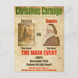 Cartão Postal De Festividades Jesus vs Papais noeis