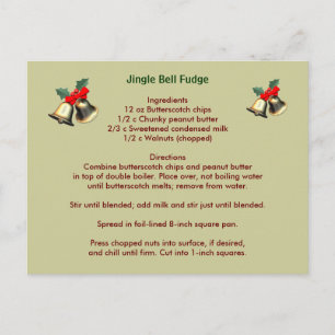 Cartão Postal De Festividades Jingle Bell Fudge Postcard