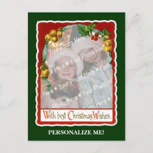Cartão Postal De Festividades Jingle Bells Holiday Deseja O Quadro Add-Any-Photo