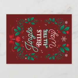 Cartão Postal De Festividades Jingle Bells Por Todo O Caminho Cartão De Natal