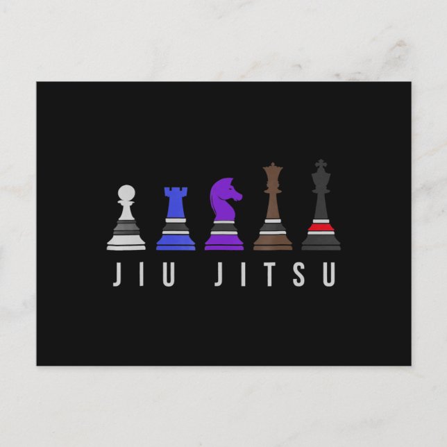 Cartão Postal De Festividades jiu jitsu treinando xadrez, presente bjj com texto (Frente)