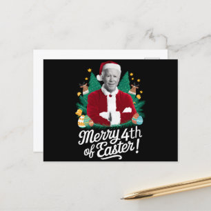 Cartão Postal De Festividades Joe Biden Natal Papai Noel Feliz 4 De Páscoa Xmas