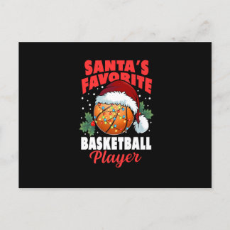 Cartão Postal De Festividades Jogador de Basquete Favorito do Papai Noel Pijama 