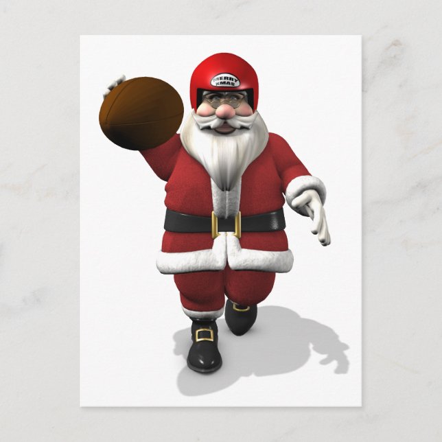 Cartão Postal De Festividades Jogador de futebol americano Santa Claus (Frente)
