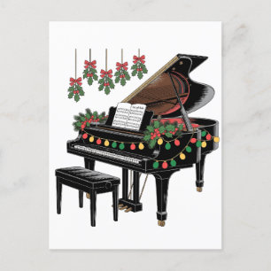 Cartão Postal De Festividades Jogador de Piano Iluminação Xmas Reproduzindo Papa