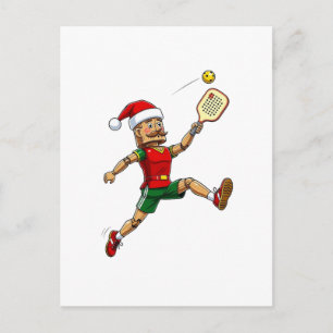 Cartão Postal De Festividades Jogador de Pickleball Nozes Natal Esportes Natal