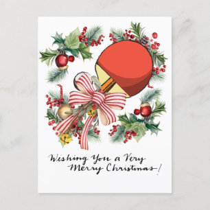 Cartão Postal De Festividades Jogador de Tênis de Mesa no Natal Ping Pong