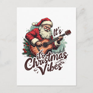 Cartão Postal De Festividades Jogador de Violão de Papais noeis de Natal - Rocki