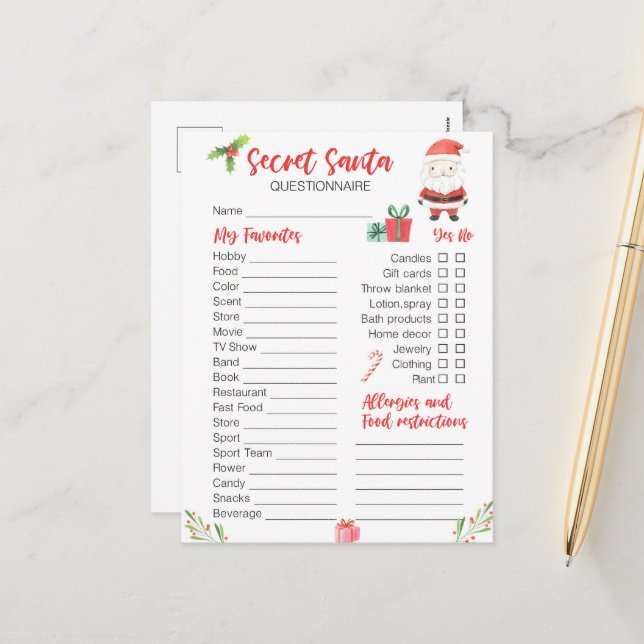 Cartão Postal De Festividades Jogo de Papais noeis Secretos de Natal Festivo (Frente/Verso In Situ)