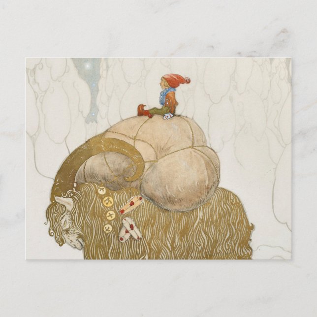 Cartão Postal De Festividades John Bauer - a cabra do Natal (Frente)